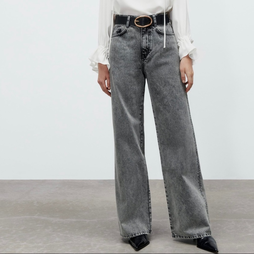 Zara Gray Wide Leg Jeans